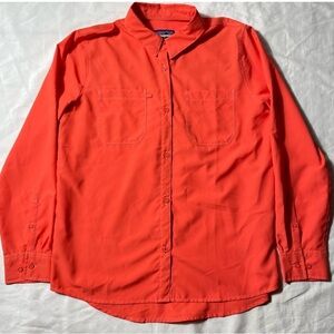 Patagonia Sol Patrol Womens Long Sleeve Shirt Size Medium Solid Salmon Button Up
